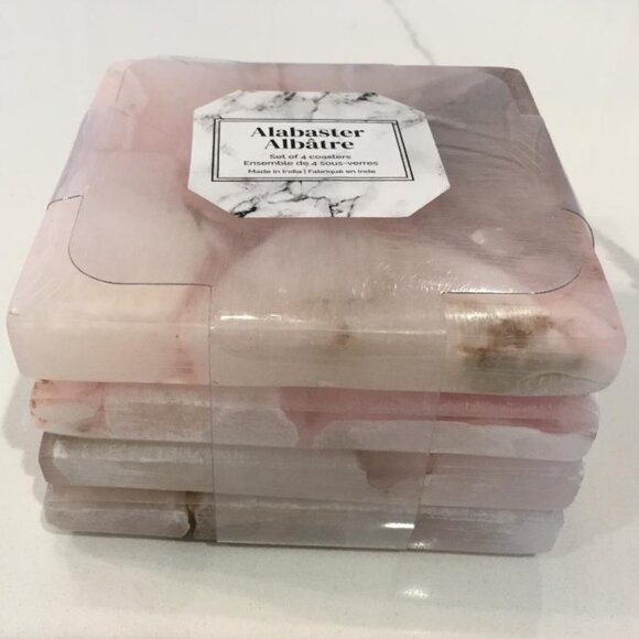 Alabaster Coasters Set of Four Made in India - Picture 2 of 3